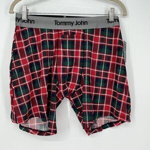 Tommy John Second Skin Trunks Mens Small Haute Red Tartan Plaid Christmas